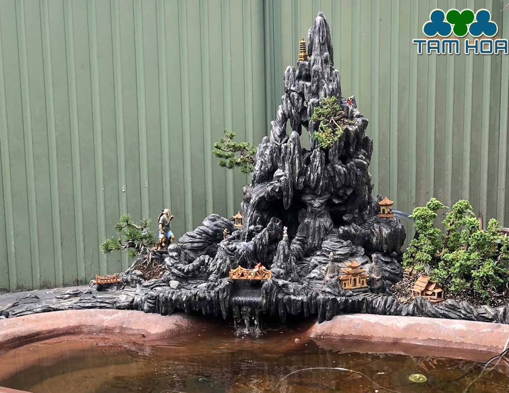 Hòn non bộ mini có thác nước