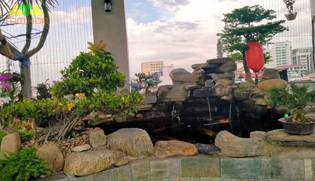 Hồ cá Koi sân thượng tạo không khí trong lành mát mẻ