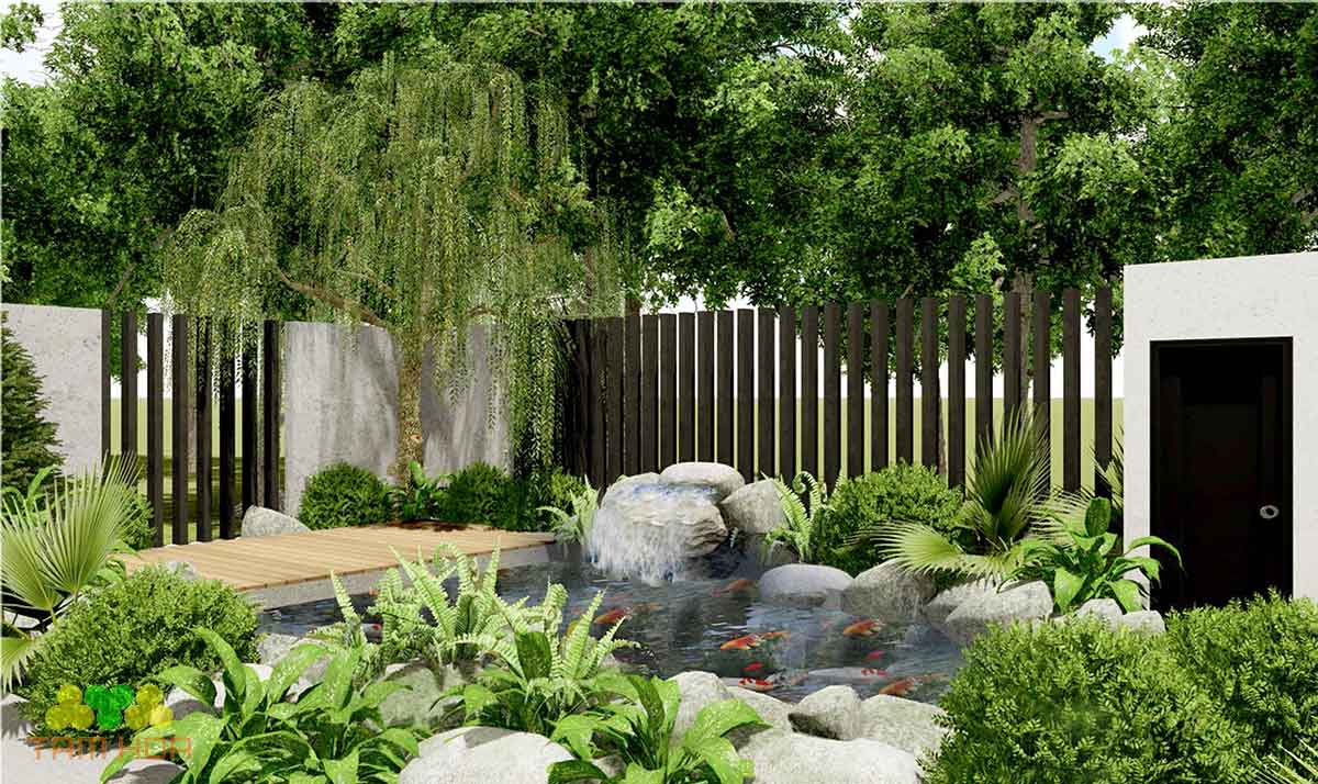 Hồ cá Koi sân thượng giảm căng thẳng mệt mỏi